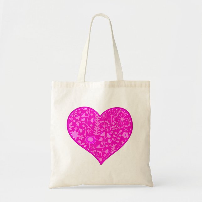 Bolsa Tote Belo Coração Rosa (Frente)