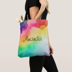 Bolsa Tote Belo design abstrato das cores do arco-íris