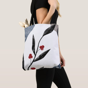Bolsa Tote Belo Design de inverno, Berries Vermelhas