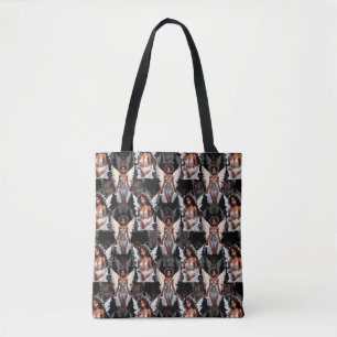 Bolsa Tote Belo Design de Padrão de Anjos Meninas Negras -Esc