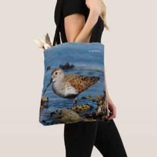 Bolsa Tote Belo Dunlin Sandpiper vai solo na praia