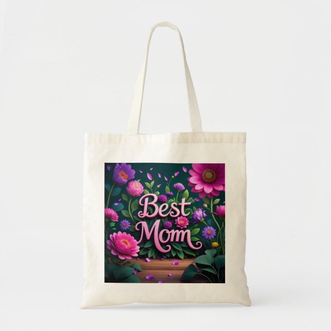 Bolsa Tote Belo e lindo Flores de Mãe (Frente)
