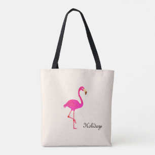 Bolsa Tote Belo Flamingo & caligrafia em Marfim
