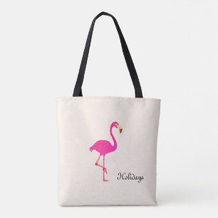 Bolsa Tote Belo Flamingo e caligrafia no Marfim