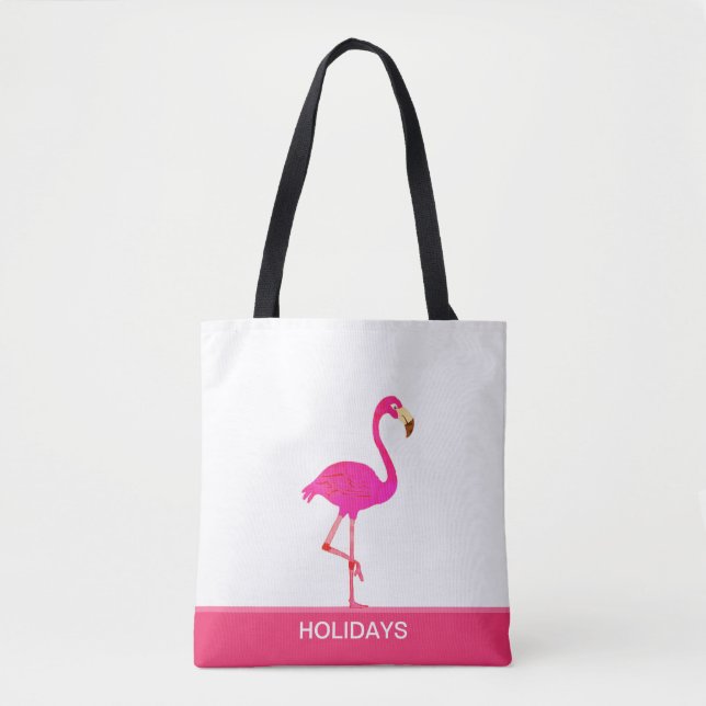 Bolsa Tote Belo Flamingo em Rosa e Branco (Frente)