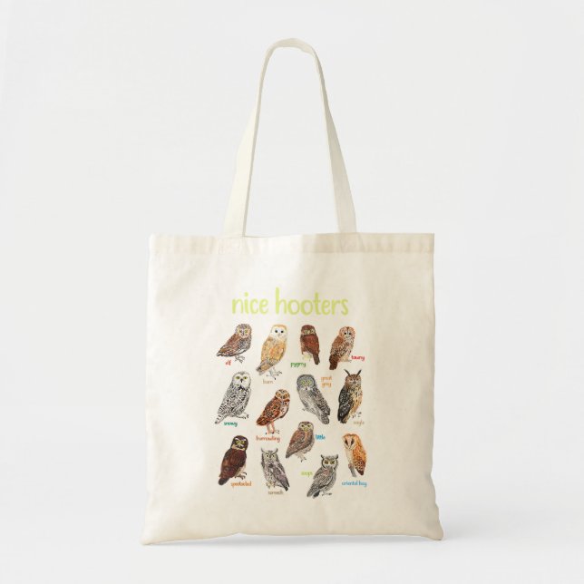 Bolsa Tote Belo Hooters Owl Pun Engraçado Adulto Piada Birdwa (Frente)