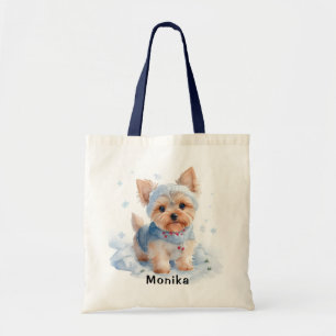 Bolsa Tote Belo inverno Yorkshire Terrier Dog personalizado