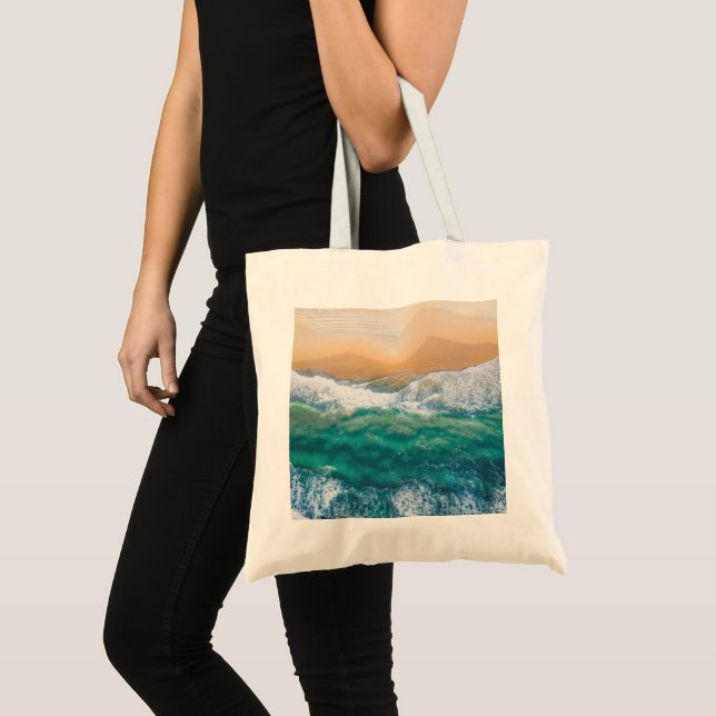 Bolsa Tote Belo mar azul de cristal de praia (Frente (produto))