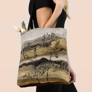 Bolsa Tote Belo Mármore de Café com Rosas