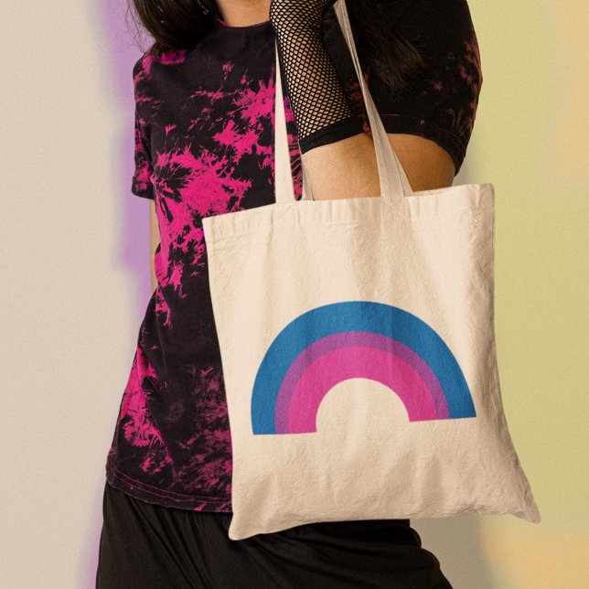 Bolsa Tote Belo Orgulho Bissexual Bandeira Arco-Íris Negro (Criador carregado)