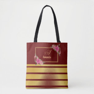 Bolsa Tote Belo Ouro Brilhante Stripes Namorado Monograma