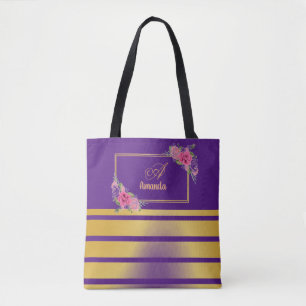 Bolsa Tote Belo Ouro Brilhante Stripes Namorado Monograma