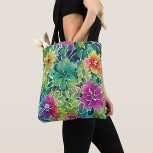 Bolsa Tote Belo Padrão de Flor de Aquarela