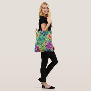 Bolsa Tote Belo Padrão de Flores em Aquarela