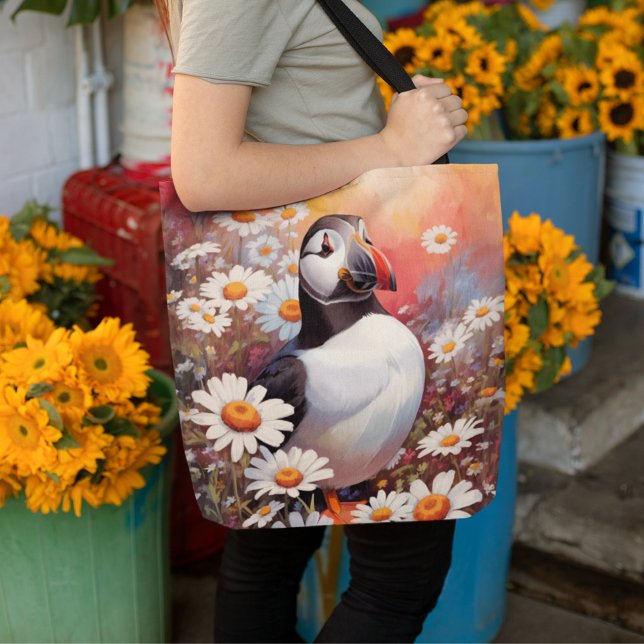 Bolsa Tote Belo Puffin Em Daisy Field (Criador carregado)