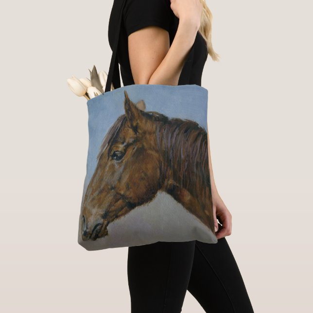 Bolsa Tote Belo Retrato de Cavalo Marrom (Close Up)