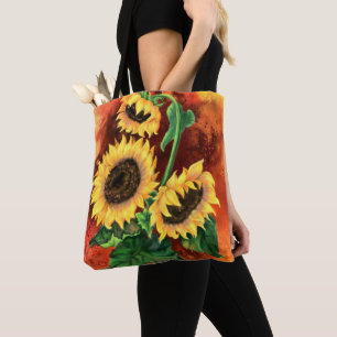 Bolsa Tote Belo Saco de Toalhas de Três Girassóis - Pintura