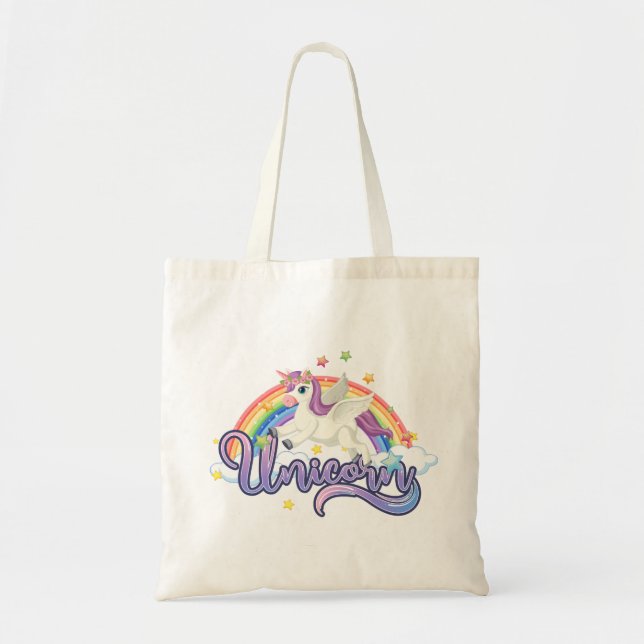 Bolsa Tote Belo Unicórnio Arco-Íris (Frente)