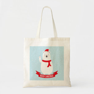 Bolsa Tote Belo Urso Polar de Natal diz Olá