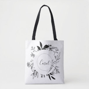 Bolsa Tote Belos Desenhos de Flores Selvagens