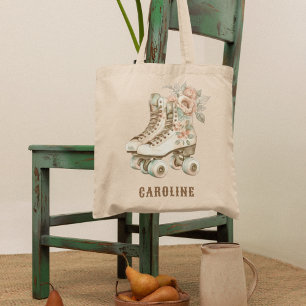 Bolsa Tote Belos Skates Rolantes Floral Vintage Design