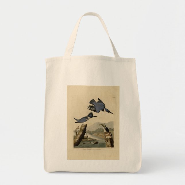 Bolsa Tote Belted Kingfisher das Aves da América de Audubon (Frente)