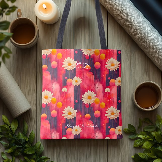 Bolsa Tote Bem-estar inspirado na margarida floral personaliz (Criador carregado)