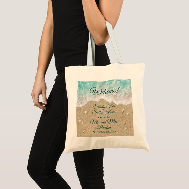 Bolsa Tote Bem-vindo à Beach Waves Sandy Toes (Frente (produto))