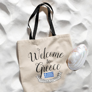 Bolsa Tote Bem-vindo à Grécia Favor de Casamento de Destino