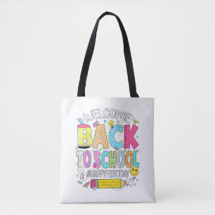 Bolsa Tote Bem-vindo de Volta à Escola Feliz Primeiro Dia de