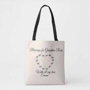Bolsa Tote Bênção da Fé do Coração Floral para uma Avó Amoros