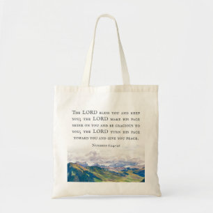 Bolsa Tote Bênção, Números 6:24-26, Paisagem de Aquarela
