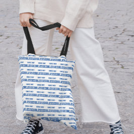 Bolsa Tote Bendito Desde o Ano Padrão Azul Marinho