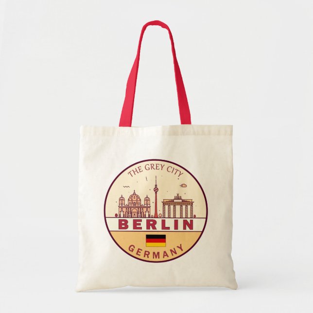 Bolsa Tote Berlim Alemanha Cidade Skyline Emblem (Frente)