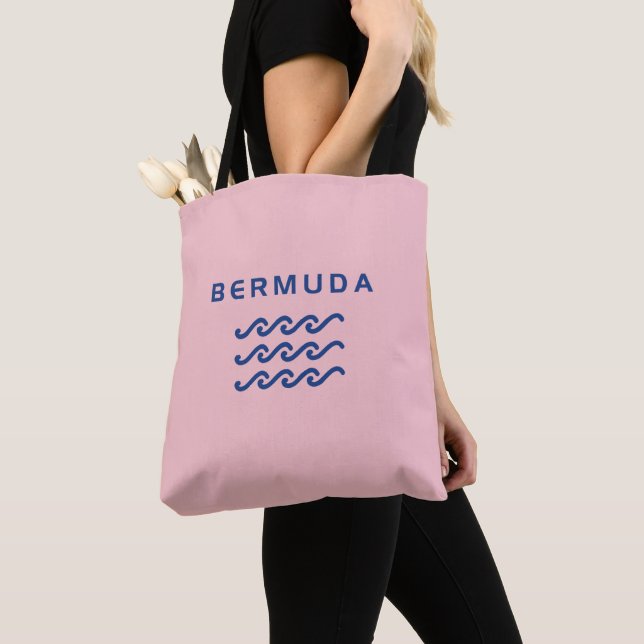 Bolsa Tote Bermudas Ondas Triplas Oceânicas De Cor Leve (Close Up)