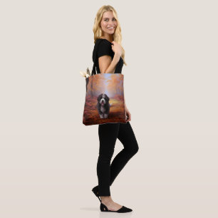 Bolsa Tote Bernedoodle no outono deixa cair inspiração