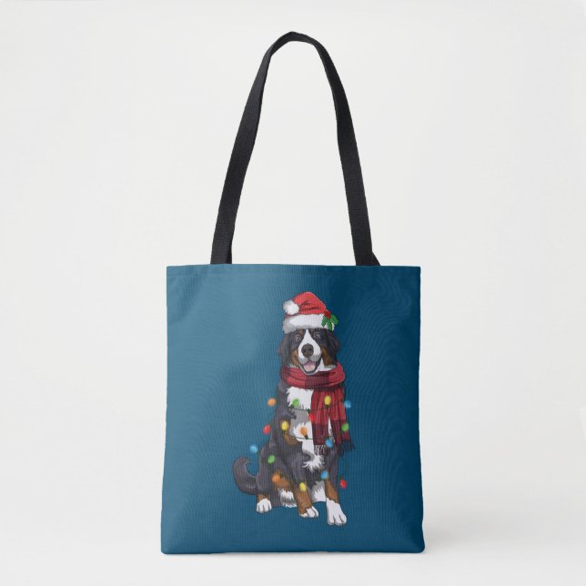 Bolsa Tote Bernese Mountain Christmas Light Engraçado (Frente)