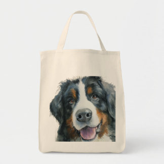 Bolsa Tote Bernese Mountain dog watercolor portrait