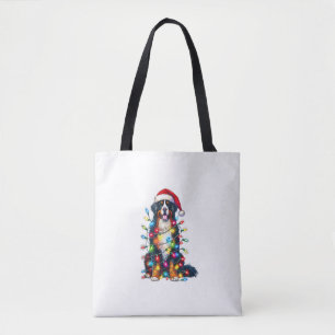 Bolsa Tote Bernese Mountain Dog x Luzes de Natal