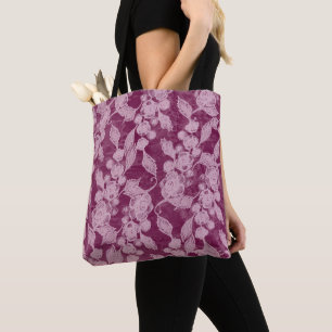 Bolsa Tote Berries e Blossomo Púrpura Padrão Floral