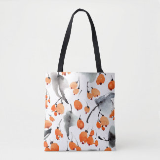 Bolsa Tote Berries, folhas de aquarela, ilustração com tinta,