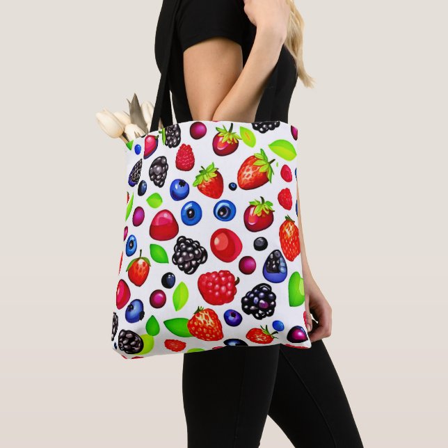 Bolsa Tote Berry Burst: Padrão de Fruta (Close Up)