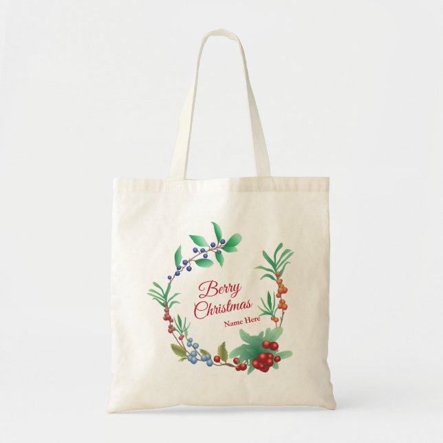 Bolsa Tote Berry Christmas Wreath (Frente)