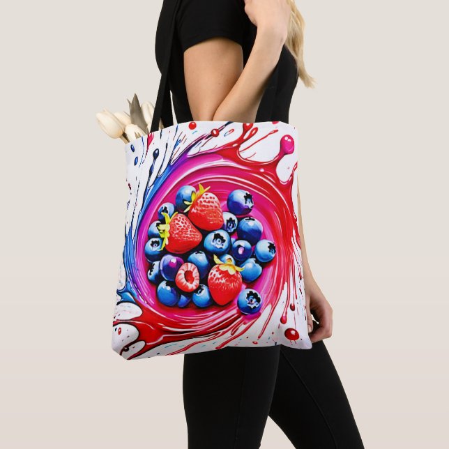 Bolsa Tote Berry Splash: Intermitência de Cores (Close Up)