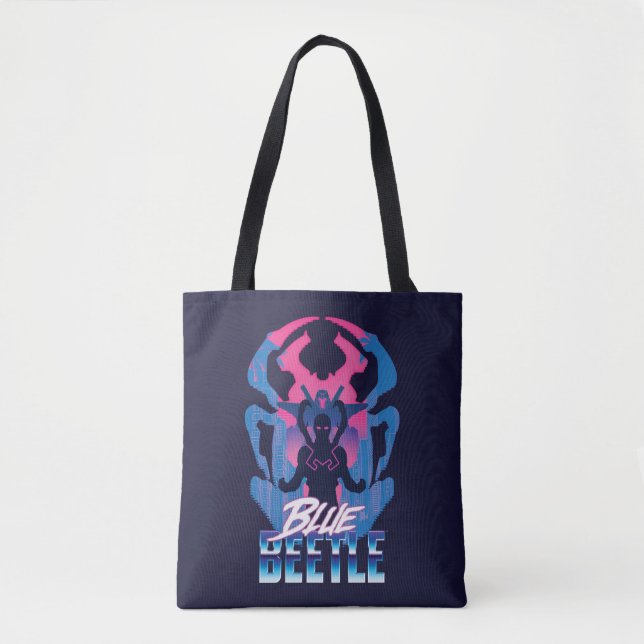 Bolsa Tote Besouro Azul Retrowave Versus Gráfico (Frente)