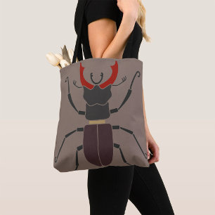 Bolsa Tote Besouro Veado Negrito Minimalista Inseto