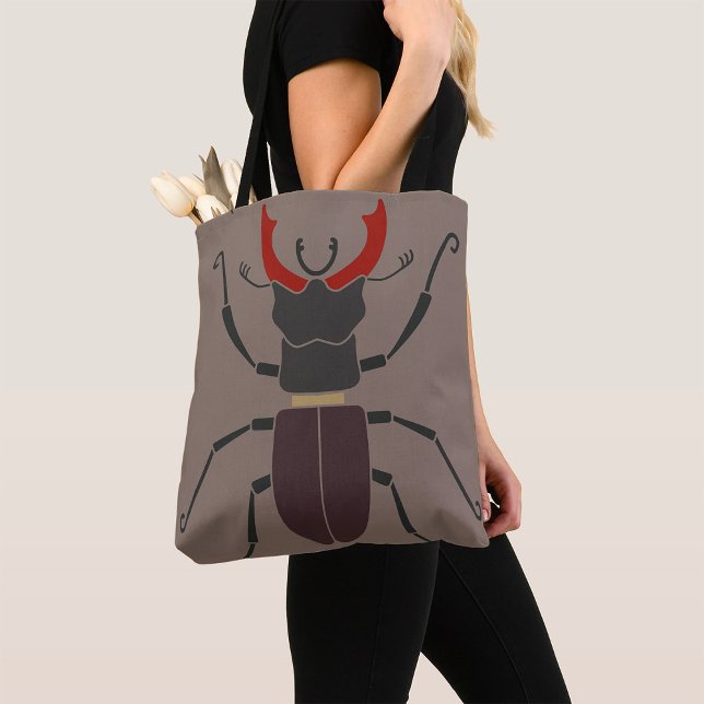 Bolsa Tote Besouro Veado Negrito Minimalista Inseto (Criador carregado)