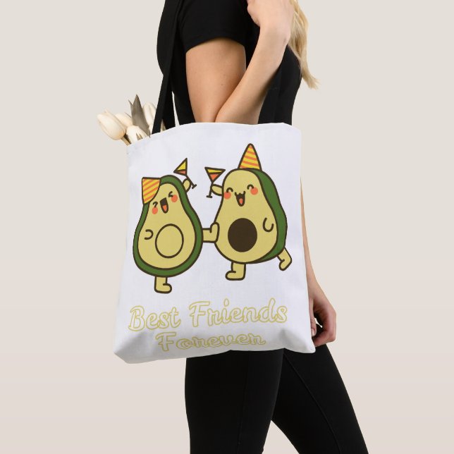 BOLSA TOTE BEST FRIENDS FOREVER, FUNNY AVOCADO, FRIENDS DAY (Close Up)