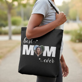 Bolsa Tote Best Mom Ever Heart Photo Mother's Day Black