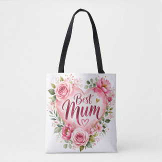Bolsa Tote Best Mum Aquarell Blumenherz Design